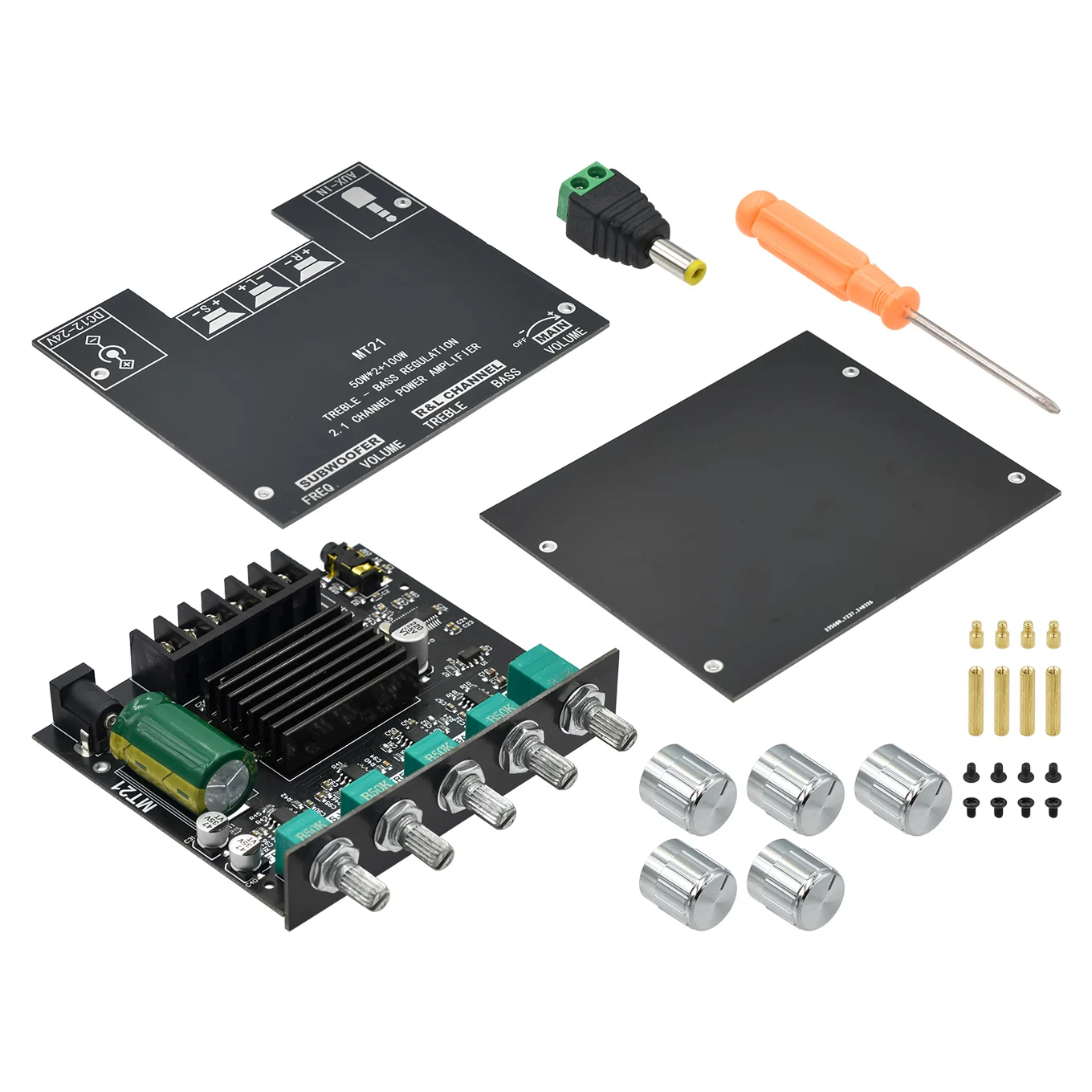 ZK-MT21 Digital Power Amplifier Board 2x50W+100W 2.1 Channel Subwoofer AUX 12V 24V Audio Stereo Bluetooth 5.0 Bass Amplifier