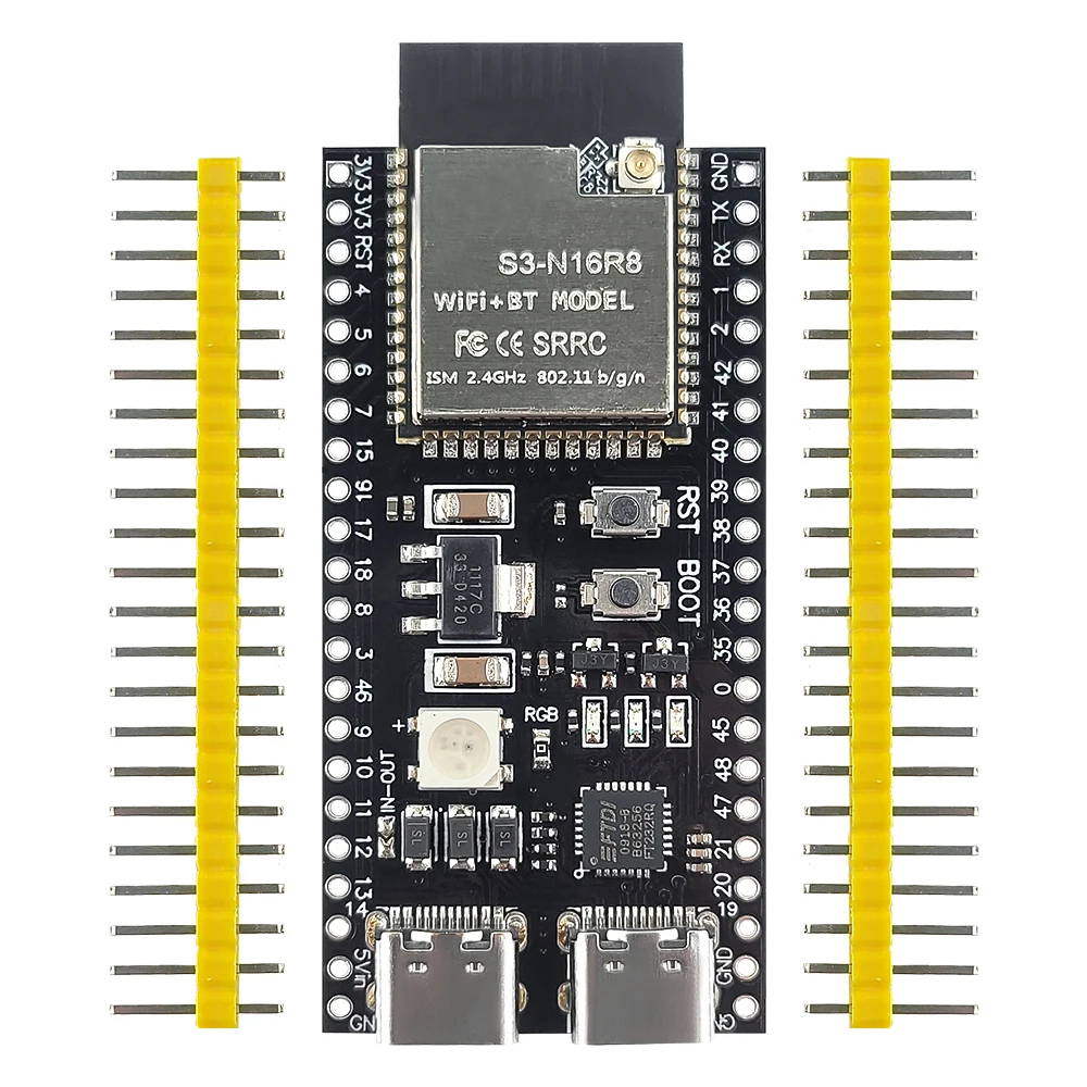 NEW ESP32 S3 Development Board with 2.4G Wifi BT Module for AI IOT DIY ESP32-S3WROOM1 N16R8 MCU 44Pin Type-C 8M PSRAM