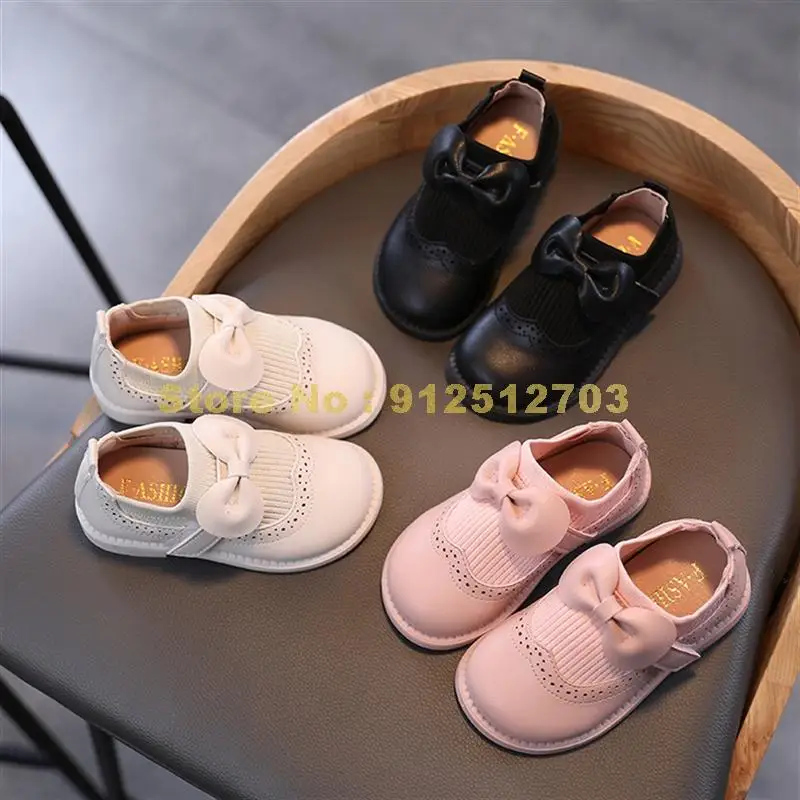 Baby Girl Leather Shoes Soft Bottom Baby Toddler Shoes Bow Girl Princess Style Children''s Small Shoes
