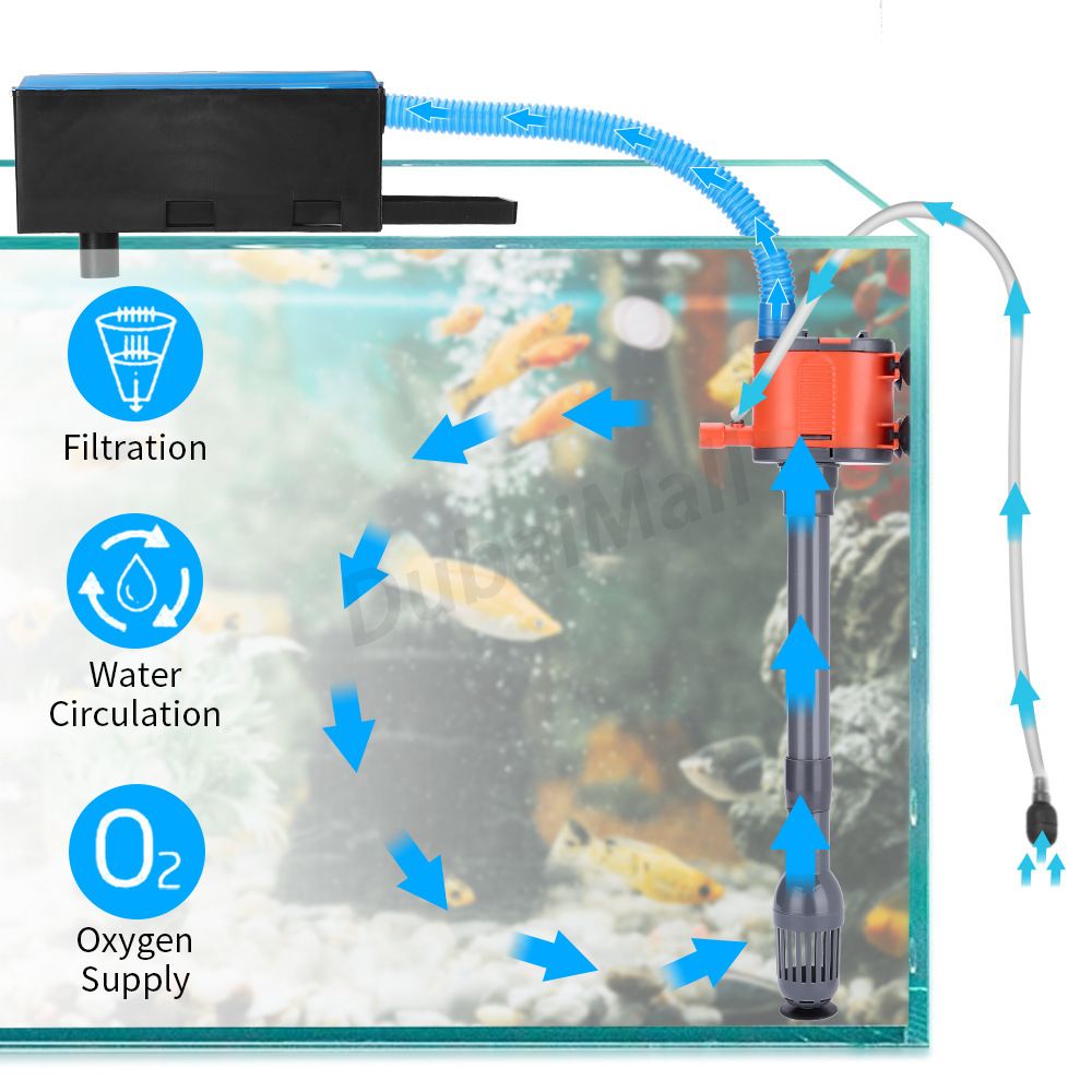 3-in-1 Multi-function Aquarium Filter Water Pump Aquarium Fish Tank Circulating Water Spray Submersible Purifier Filter Turtle T