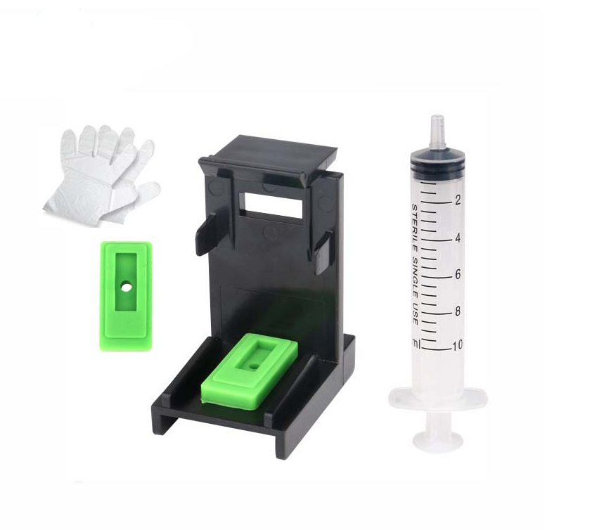Ink Refill Cartridge Clip 2pcs Rubber Pads Syringe Tool Kit for HP 60 61 62 63 65 122 121 301 302 664 652 304 ink