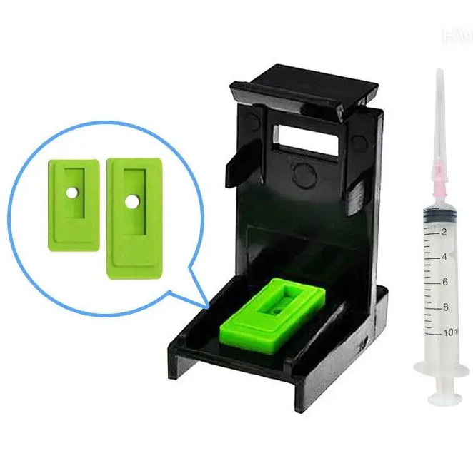 Ink Refill Cartridge Clip 2pcs Rubber Pads Syringe Tool Kit for HP 60 61 62 63 65 122 121 301 302 664 652 304 ink