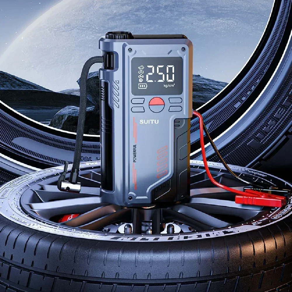 150PSI Electric Tire Pump with Light Jump Starter Portable Car Inflator Pump Power Display Bicycle Air Compressor for Car Tires