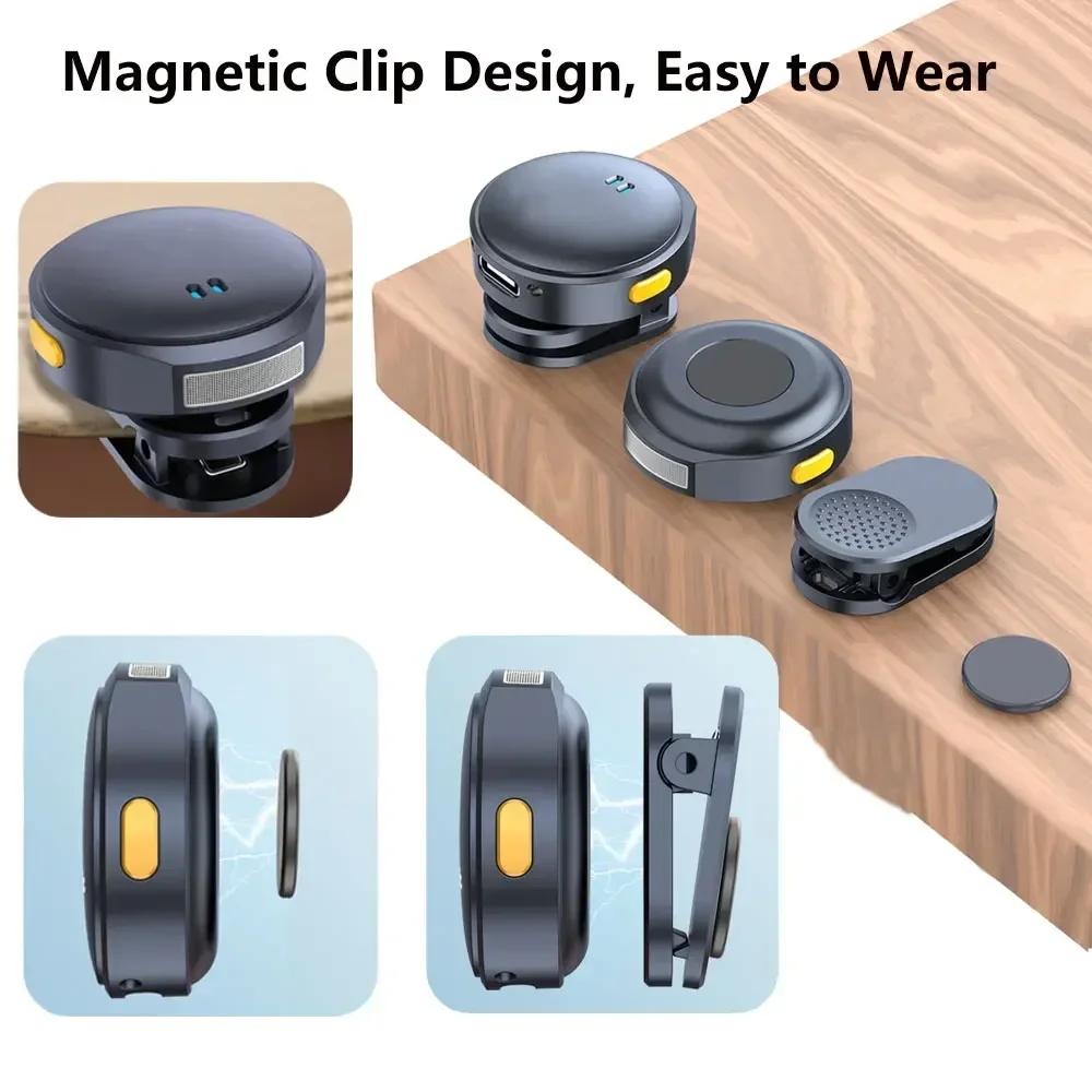 NEW Magnetic Wireless Lavalier Microphone Noise Cancellation Audio Video Recording Mic for iphone Type-C Game Live Streaming