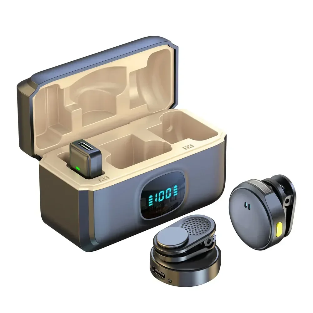 NEW Magnetic Wireless Lavalier Microphone Noise Cancellation Audio Video Recording Mic for iphone Type-C Game Live Streaming