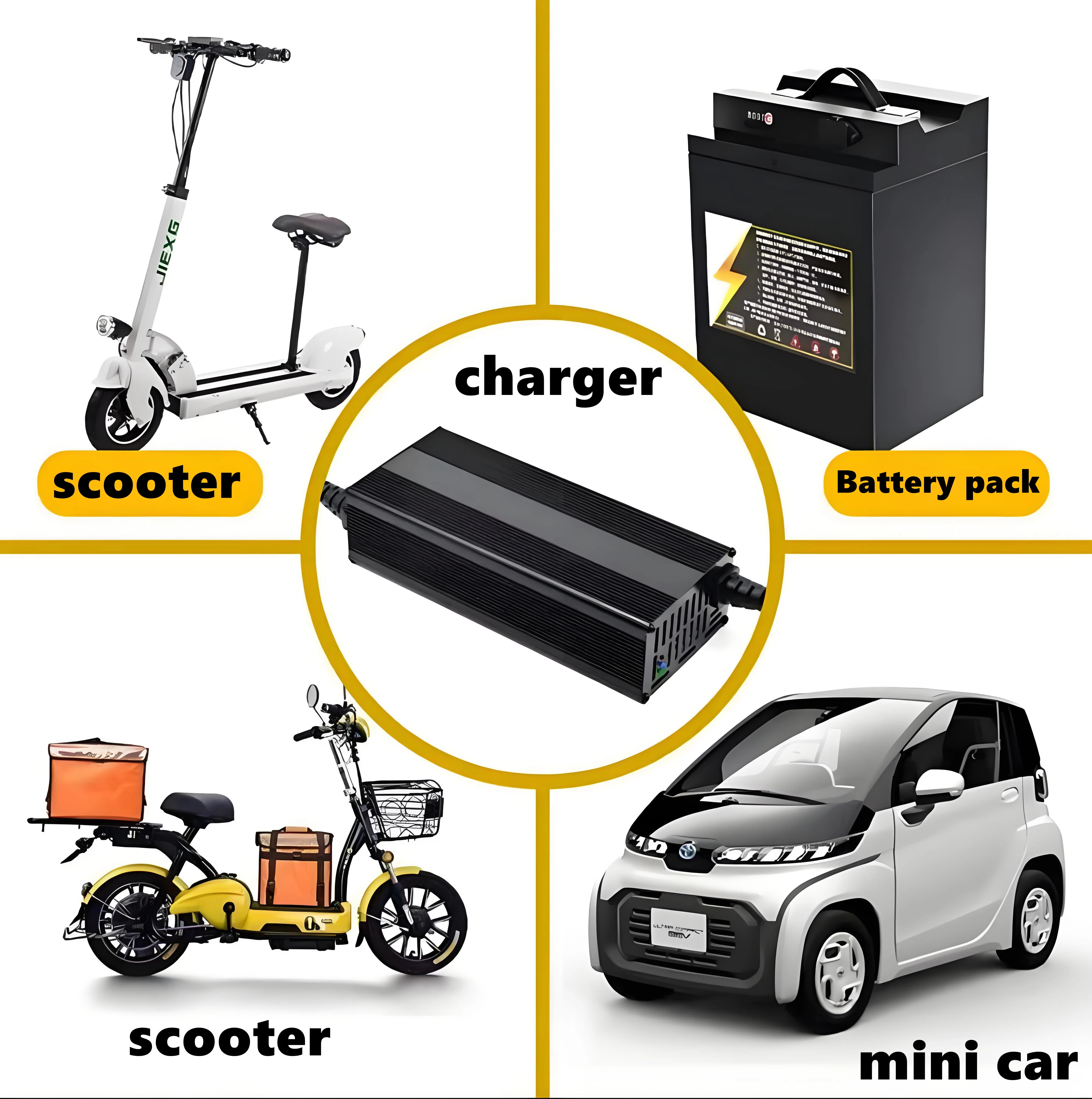 72V10A  metal shell lithium iron phosphate intelligent fast charger for scooter and golf cart,battery pack