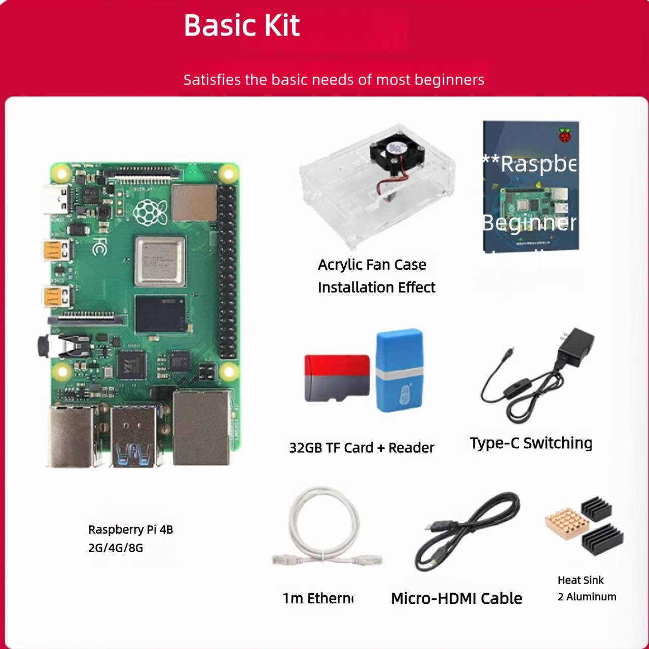 Official Original Raspberry Pi 4 Model B Development Board Kit RAM 2G 4G 8G 4 Core CPU 1.5Ghz 3 Speeder Than Pi 3B+