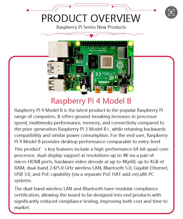 Official Original Raspberry Pi 4 Model B Development Board Kit RAM 2G 4G 8G 4 Core CPU 1.5Ghz 3 Speeder Than Pi 3B+