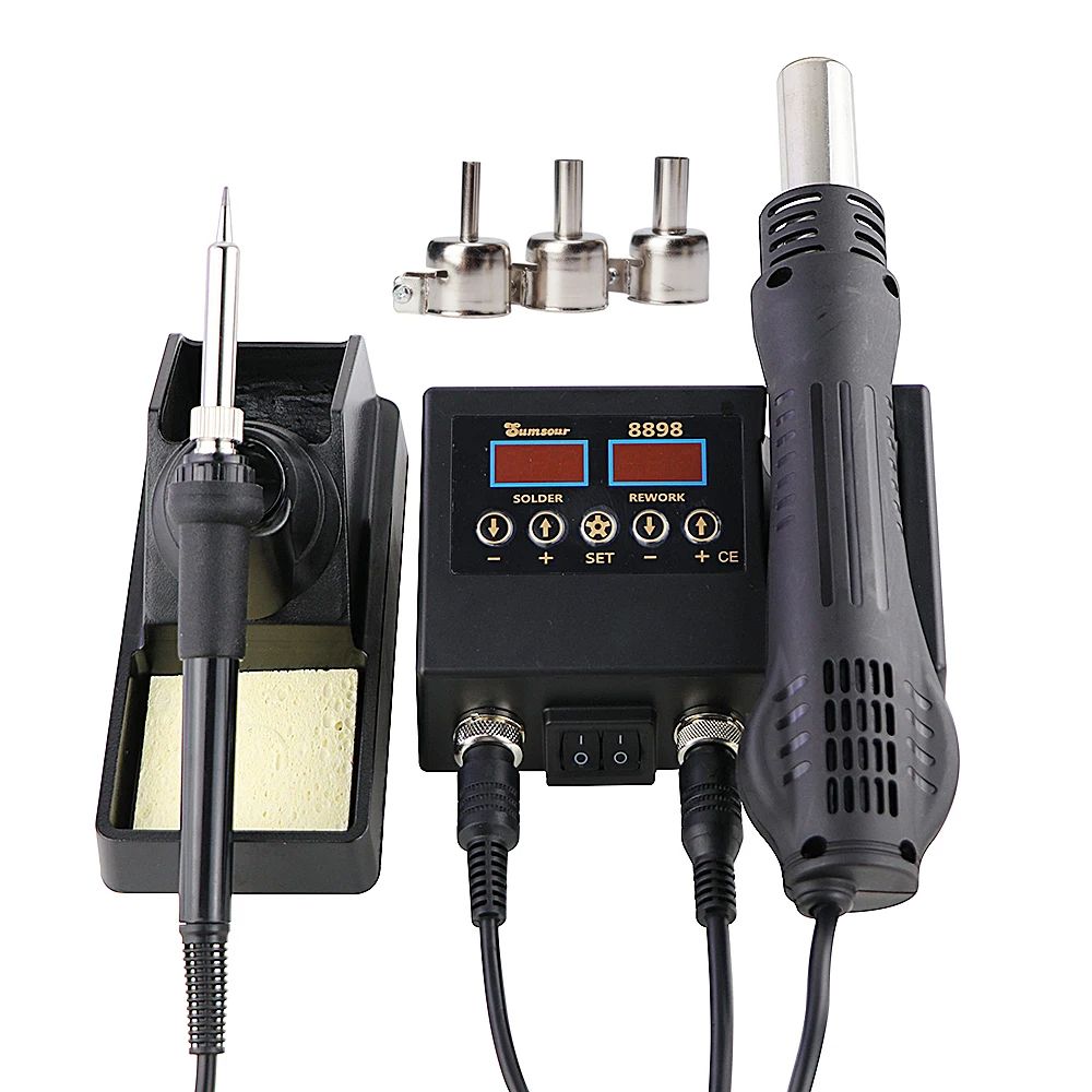 8898 2 in 1 Soldering Station Digital Display Hot Air Gun Welding Rework For Cell-Phone BGA SMD PCB IC Repair Solder Iron Tools