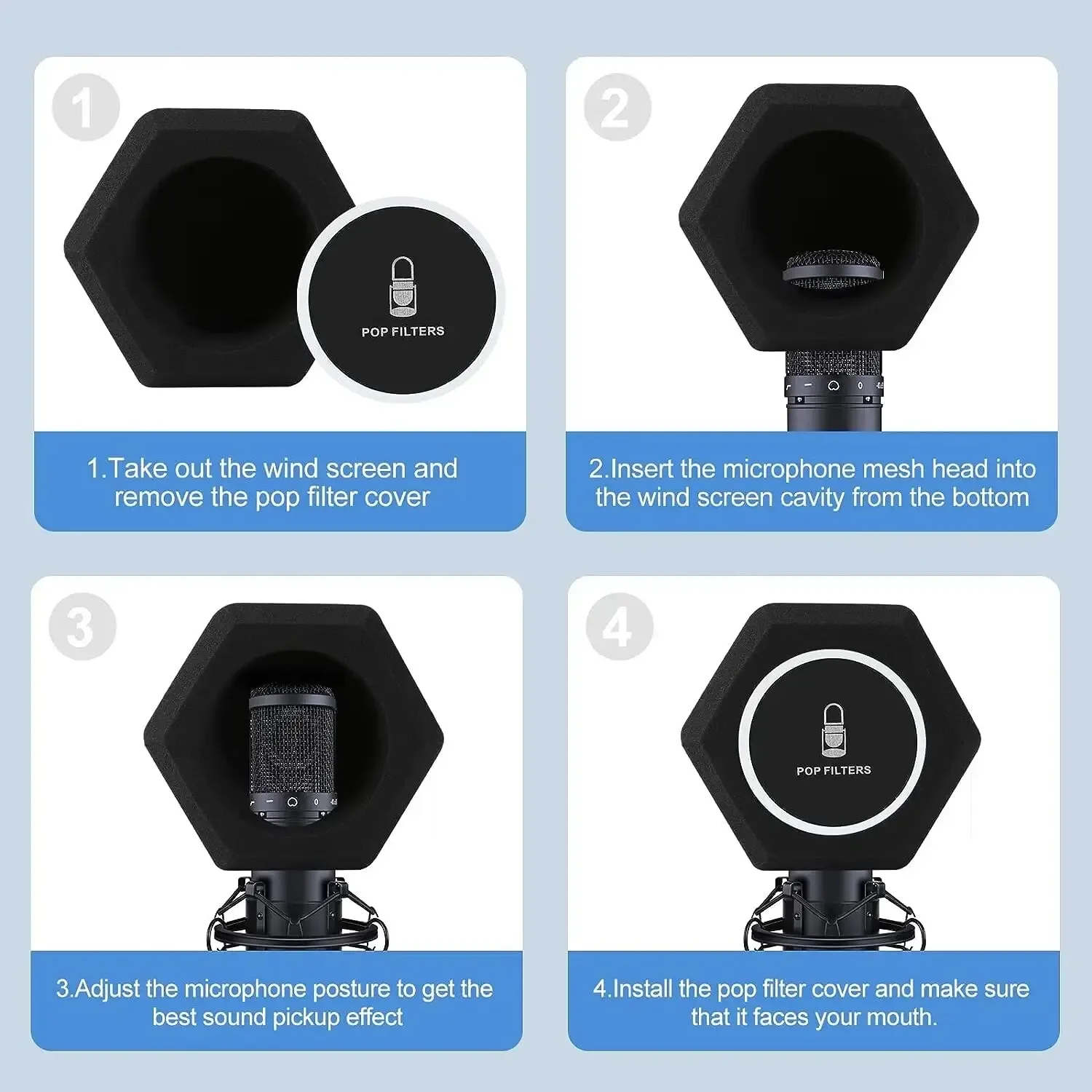 Microphone Pop Filter Wind Shield Acoustic For Record Studios Mic Sound-absorbing Foam Vocal Isolation Ball Mic Accessories