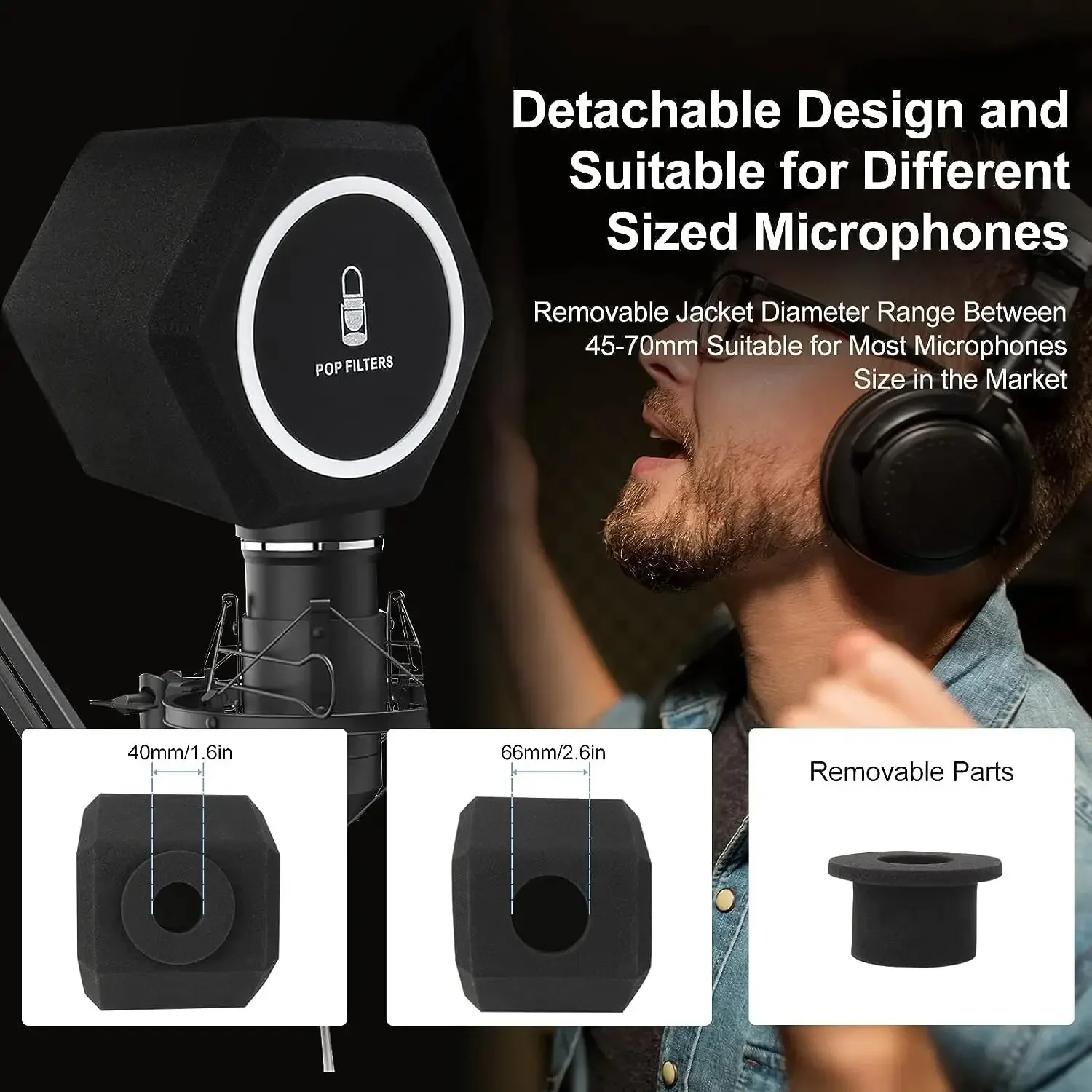 Microphone Pop Filter Wind Shield Acoustic For Record Studios Mic Sound-absorbing Foam Vocal Isolation Ball Mic Accessories