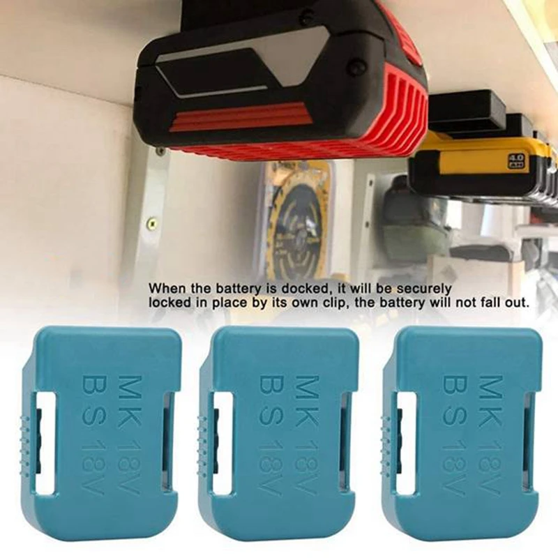 5Pcs Battery Storage Rack Battery Holder Case for Makita 18V Fixing Devices(Blue)