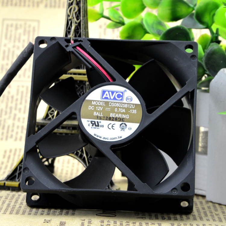 AVC DS08025B12U  DC 12V 0.70A 2-wire 2-pin connector 70mm 80X80X25mm Server Square Cooling fan  PWM intelligent speed control