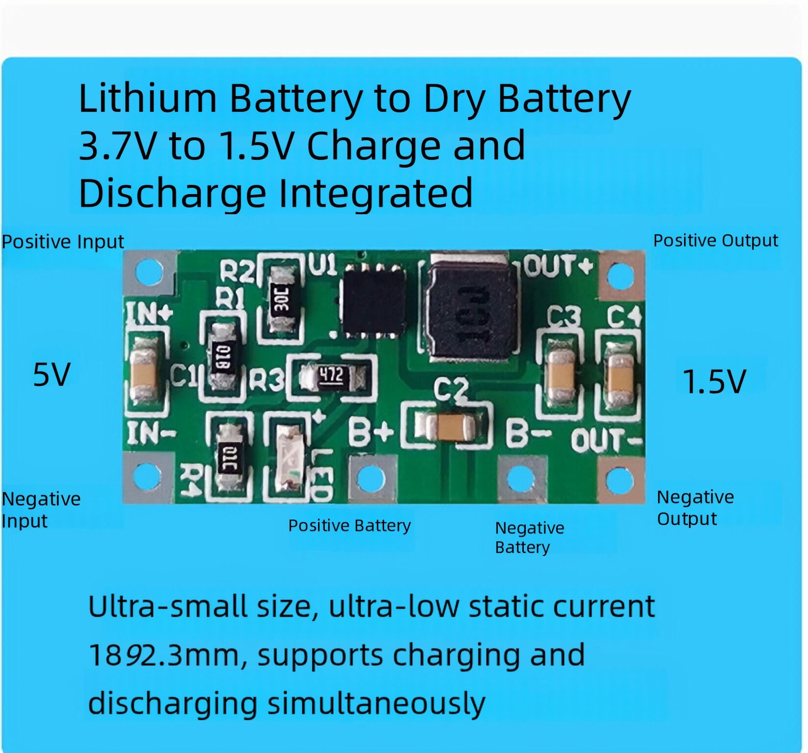 3.7V reduced 1.5V 3V module 4.2V lithium battery replaced AA battery dry battery MCU instead of AAA battery