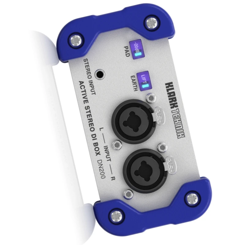 2-Channel Active DI box with high-headroom design and +48 V phantom power KLARK TEKNIK DN200 for extended dynamic range