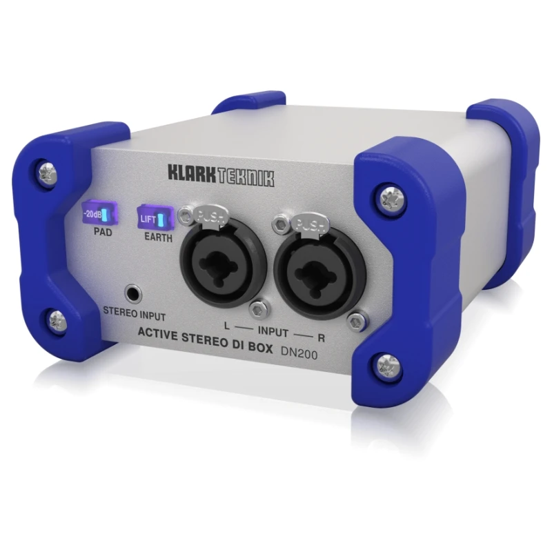2-Channel Active DI box with high-headroom design and +48 V phantom power KLARK TEKNIK DN200 for extended dynamic range