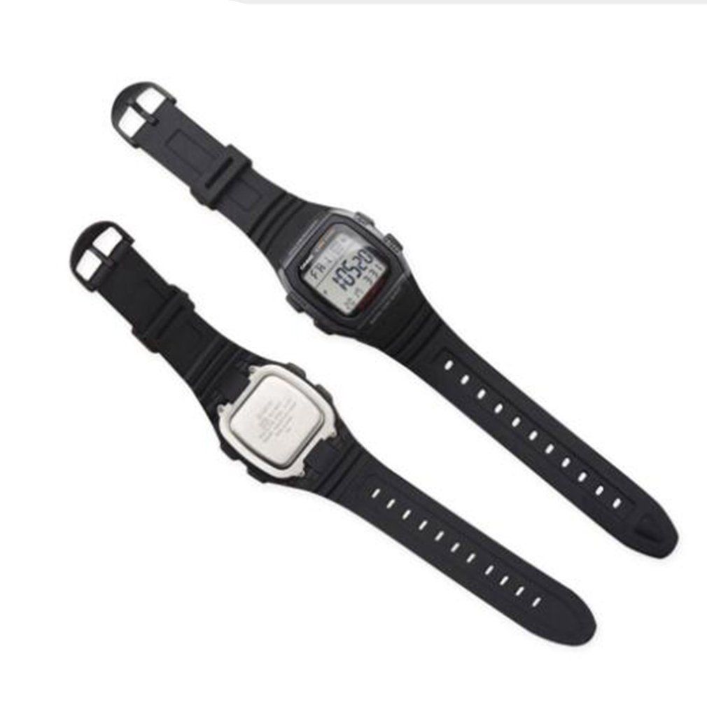 Silicone Watch Band Stainless Steel Pin Buckle Replacement Watchband for Casio W-96H Sports Men Strap Bracelets Only Black