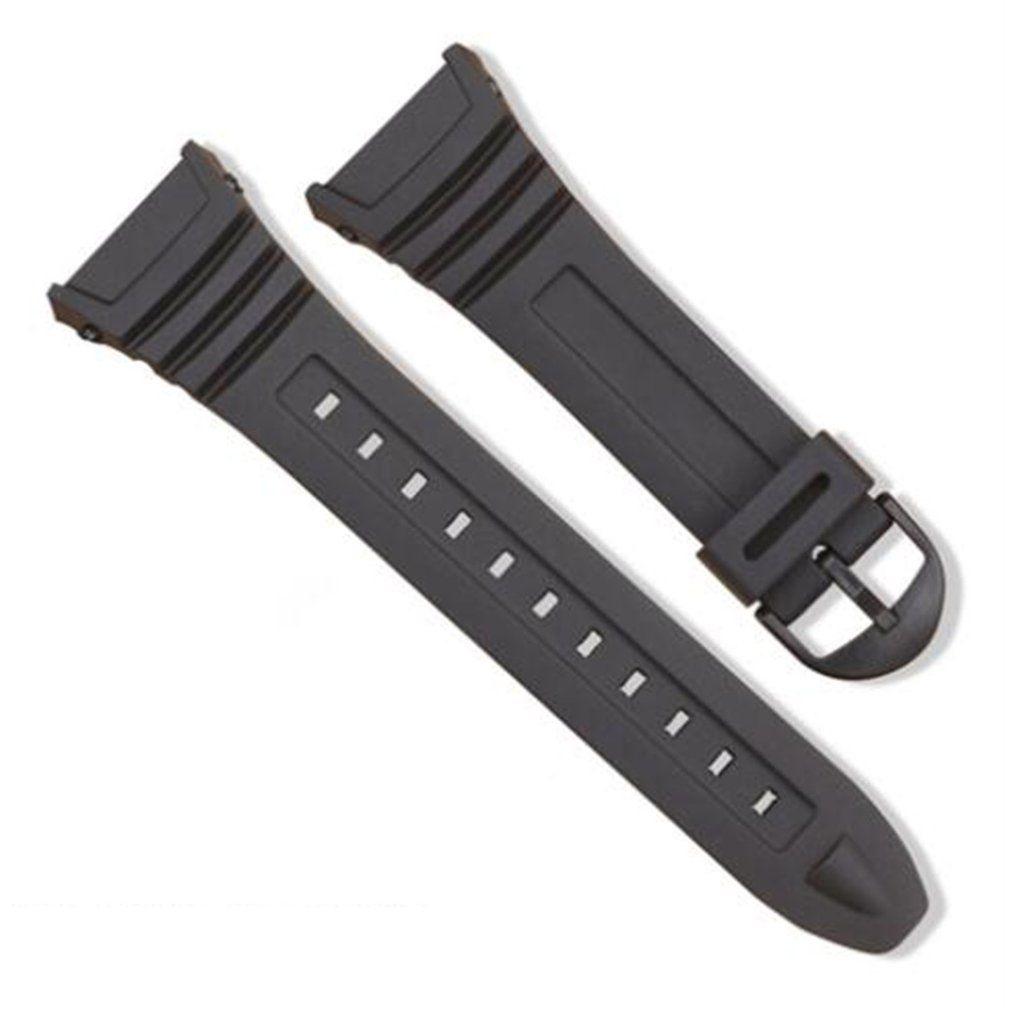 Silicone Watch Band Stainless Steel Pin Buckle Replacement Watchband for Casio W-96H Sports Men Strap Bracelets Only Black