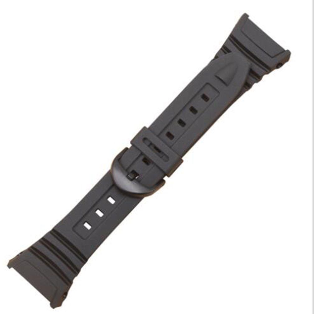 Silicone Watch Band Stainless Steel Pin Buckle Replacement Watchband for Casio W-96H Sports Men Strap Bracelets Only Black
