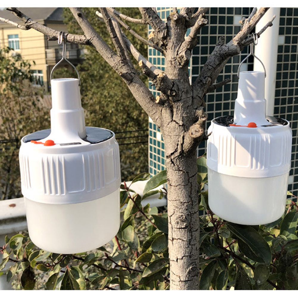 Portable LED Light Bulb Solar Remote control  Rechargeable Emergency Light Bulb Hook Light for Outdoor Camping Fishing