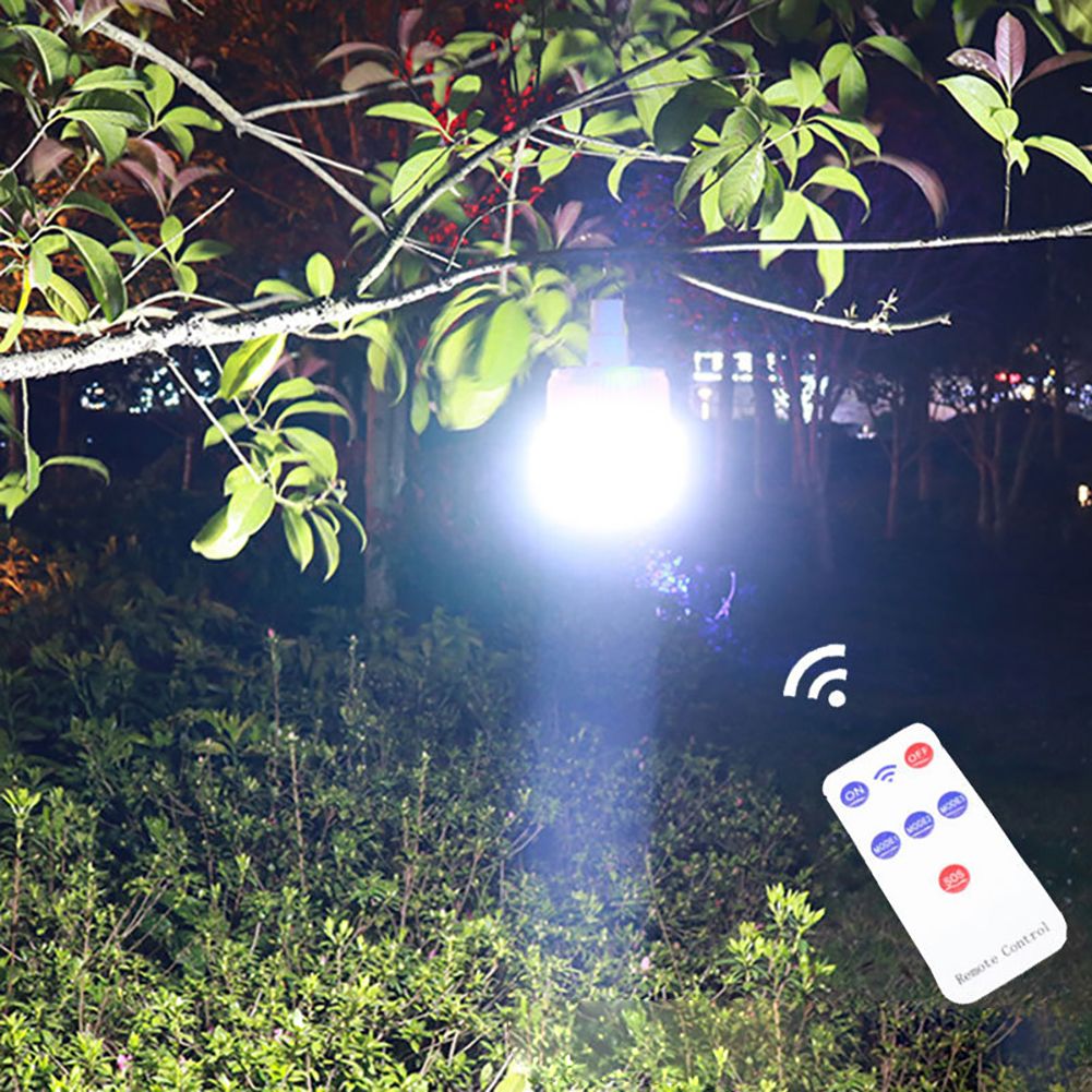 Portable LED Light Bulb Solar Remote control  Rechargeable Emergency Light Bulb Hook Light for Outdoor Camping Fishing