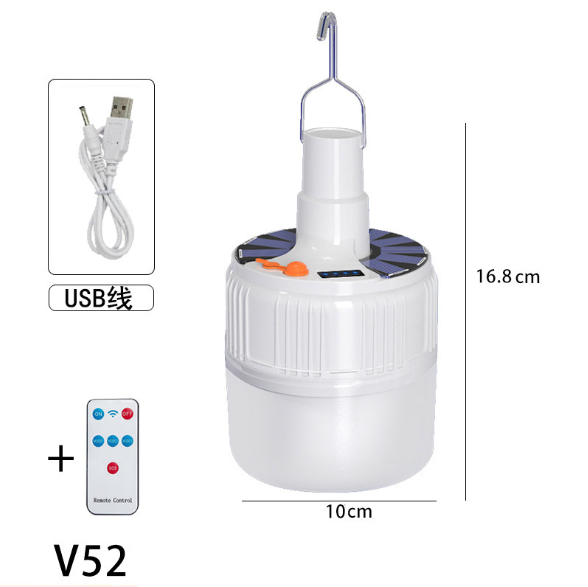 Portable LED Light Bulb Solar Remote control  Rechargeable Emergency Light Bulb Hook Light for Outdoor Camping Fishing