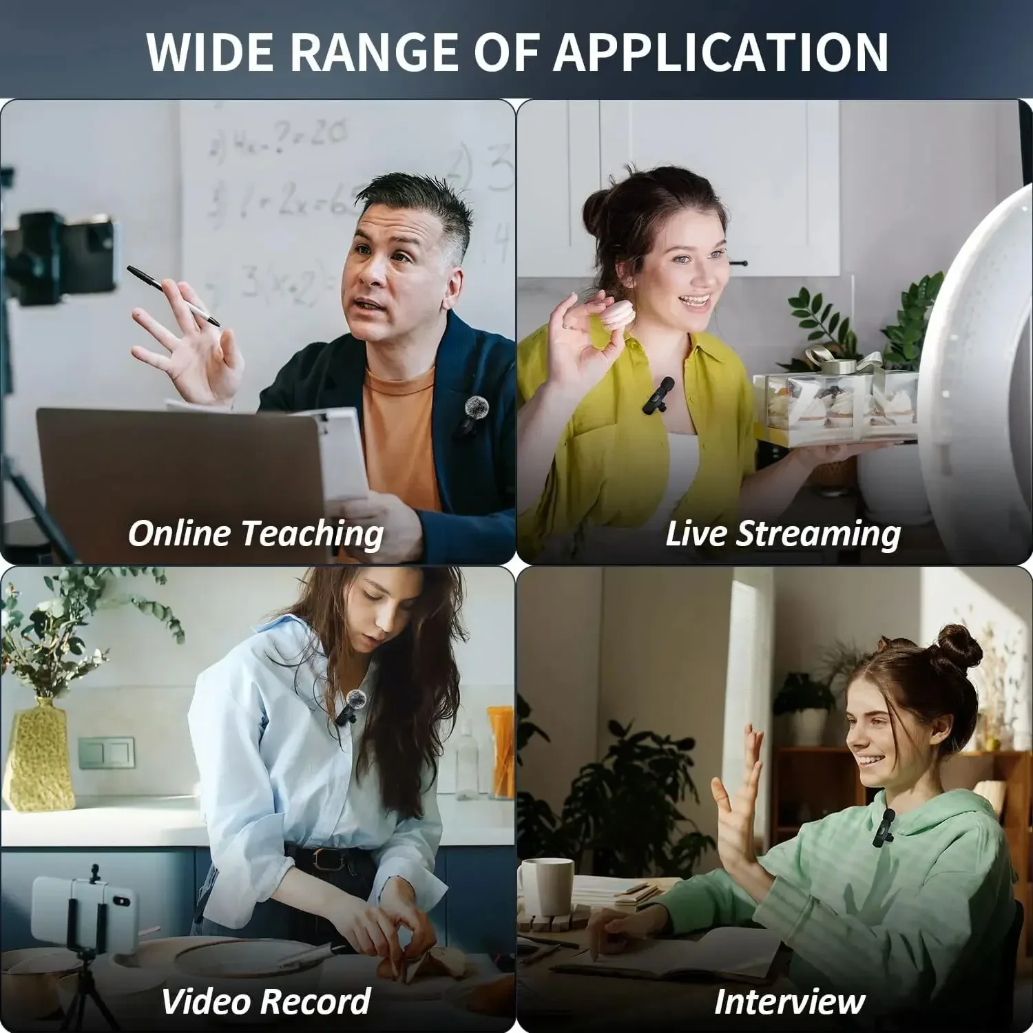 NEW 2.4G Wireless Lavalier Microphone Windproof Audio Video Recording Mic for IPhone/Android Live Broadcast Interview Vlog Mic K9 2 in 1