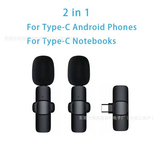 NEW 2.4G Wireless Lavalier Microphone Windproof Audio Video Recording Mic for IPhone/Android Live Broadcast Interview Vlog Mic K9 2 in 1