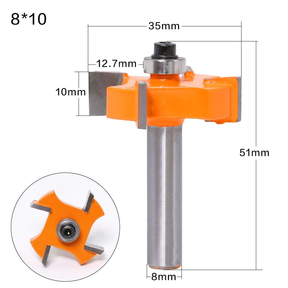 1pc 8mm Shank T type bearings wood milling cutter Industrial Grade Rabbeting Bit woodworking tool router bits for wood