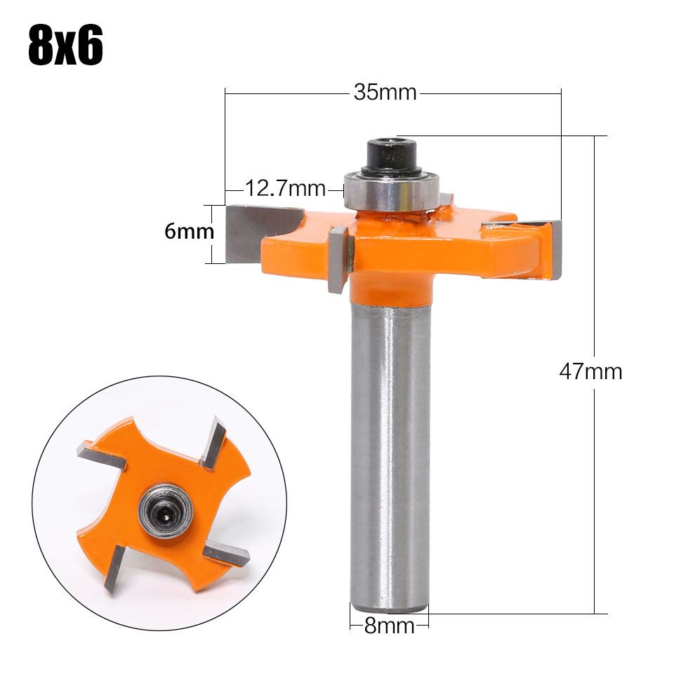 1pc 8mm Shank T type bearings wood milling cutter Industrial Grade Rabbeting Bit woodworking tool router bits for wood