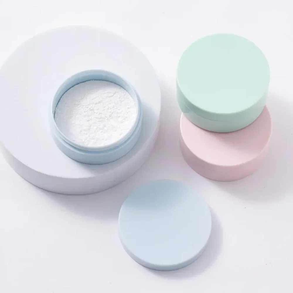 New Mini Macaron Empty Loose Powder Box Jars with Sifter Dispersion Powder White Cap Puff Powder Subpackage Cosmetics Container