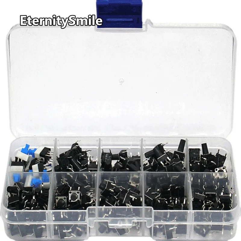 180Pcs 10 values 6*6*4.3/5/6/7/8/9.5/11/12/13H Tact Switch Tactile Push Button Switch Kit,  Micro Key Switch