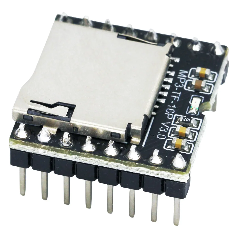 DFPlayer Mini MP3-TF-16P V3.0 MP3 Player Module TF Card U Disk Mini Audio Voice Module Board IO/Serial Port/AD for Arduino DIYv