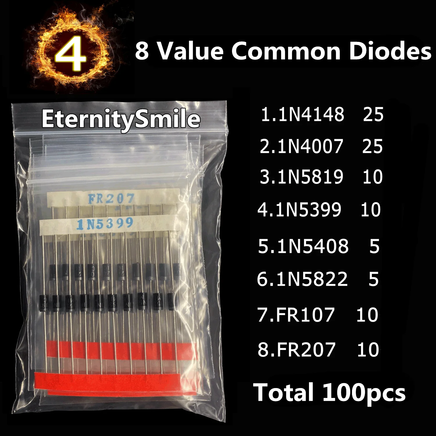 7 Value Components Big Kit 3/5MM LED Diodes and Triodes Ceramics Electrolytic Ceramics Capacitors Metal Film Resistors