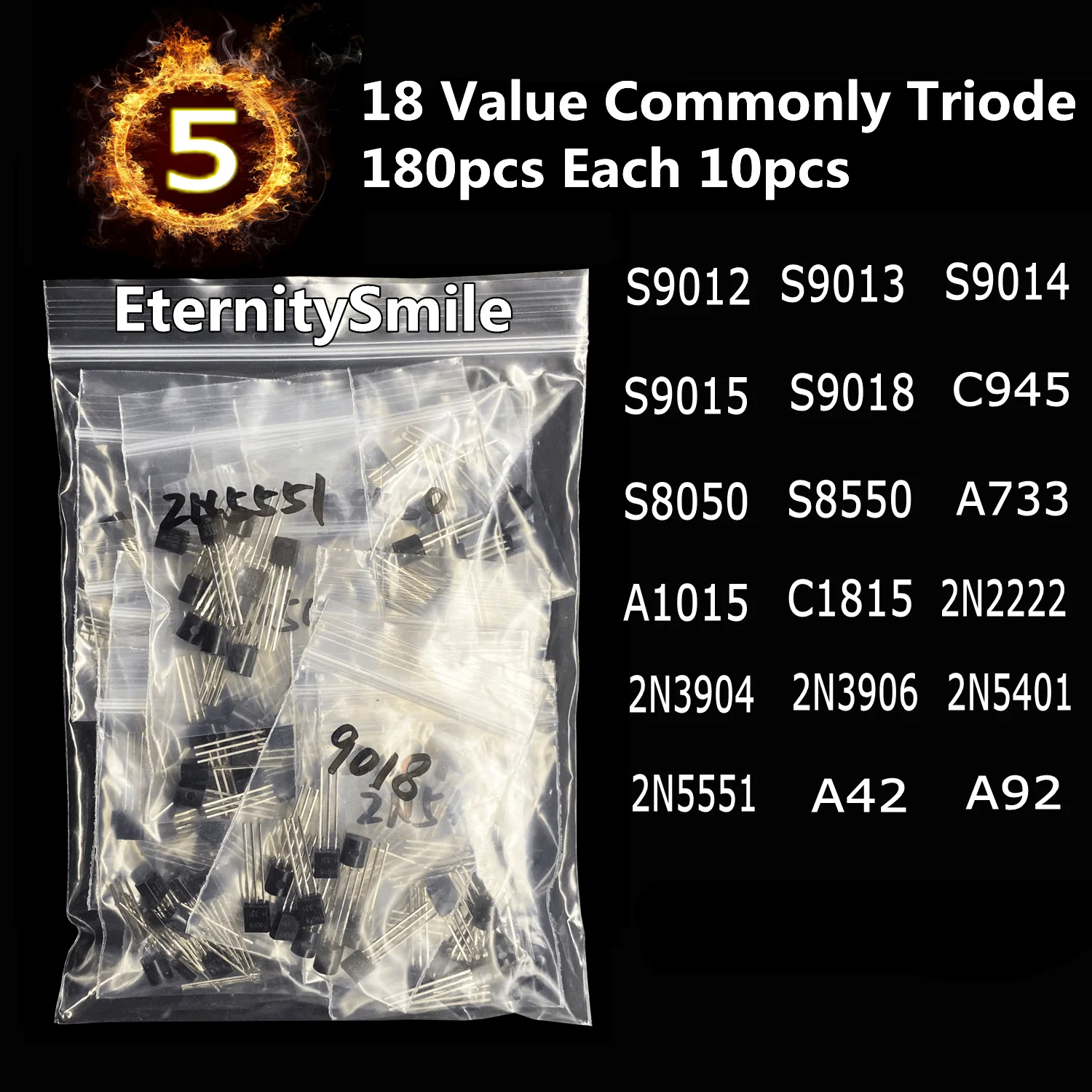 7 Value Components Big Kit 3/5MM LED Diodes and Triodes Ceramics Electrolytic Ceramics Capacitors Metal Film Resistors