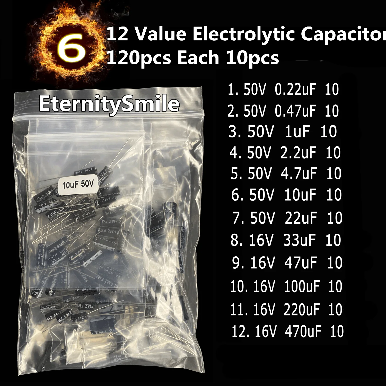 7 Value Components Big Kit 3/5MM LED Diodes and Triodes Ceramics Electrolytic Ceramics Capacitors Metal Film Resistors