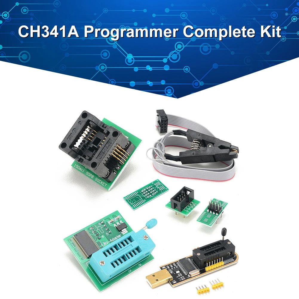 SOIC8 SOP8 Test Clip With Status Indicator Light CH341 Programmer Complete Kit Online Programming for EEPROM 24CXX/25CXX/93CXX