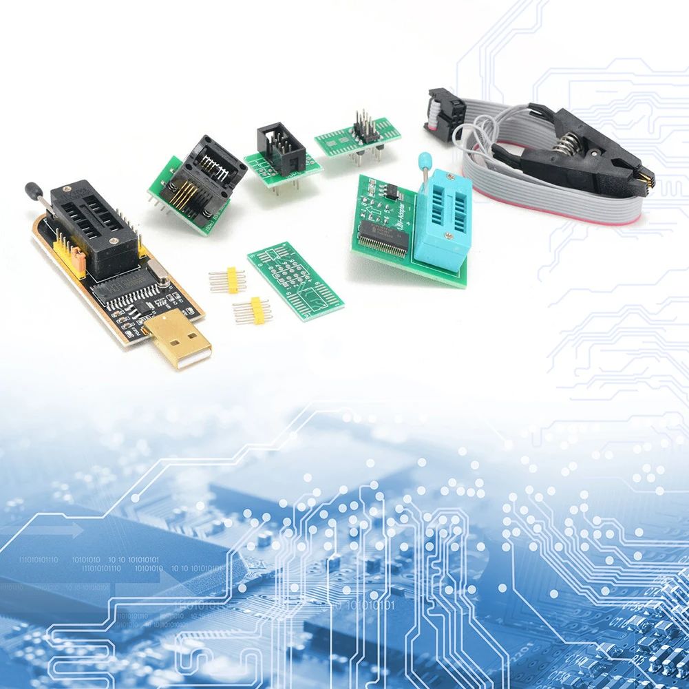 SOIC8 SOP8 Test Clip With Status Indicator Light CH341 Programmer Complete Kit Online Programming for EEPROM 24CXX/25CXX/93CXX