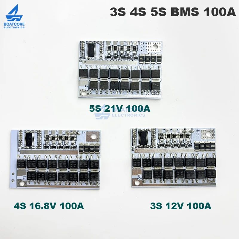 1PCS 3S 4S 5S BMS 100A 12V 16.8V 18V 21V 18650 Li-ion Ternary LMO Lithium Battery Protection Circuit Board with Balance Charging