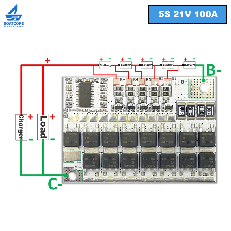 1PCS 3S 4S 5S BMS 100A 12V 16.8V 18V 21V 18650 Li-ion Ternary LMO Lithium Battery Protection Circuit Board with Balance Charging