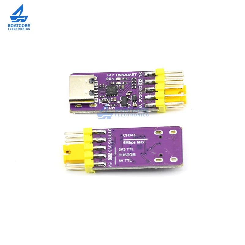 1PCS CH343P USB to Serial Port Module 6Mbps 5V 3.3V TTL UART Type-C Switch CH343 Debugging Burning Downloading Instead CH340