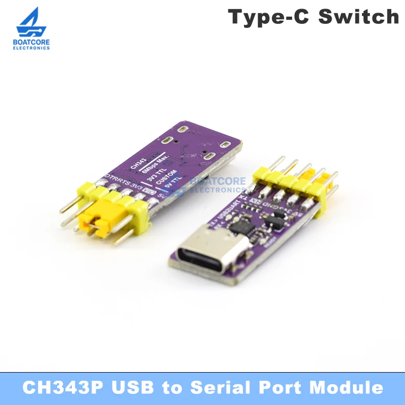 1PCS CH343P USB to Serial Port Module 6Mbps 5V 3.3V TTL UART Type-C Switch CH343 Debugging Burning Downloading Instead CH340