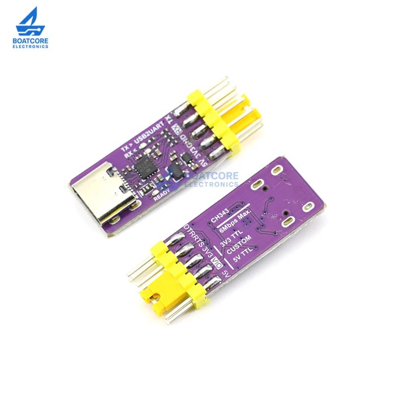 1PCS CH343P USB to Serial Port Module 6Mbps 5V 3.3V TTL UART Type-C Switch CH343 Debugging Burning Downloading Instead CH340