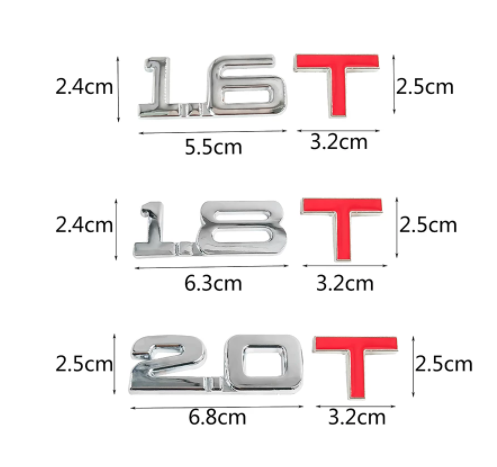 Car 3D Metal 1.6T 1.8T 2.0T 2.8T Logo Sticker Emblem Badge Decals for Mazda KIA Renault TOYOTA BMW car sticker Car Styling