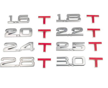 Car 3D Metal 1.6T 1.8T 2.0T 2.8T Logo Sticker Emblem Badge Decals for Mazda KIA Renault TOYOTA BMW car sticker Car Styling