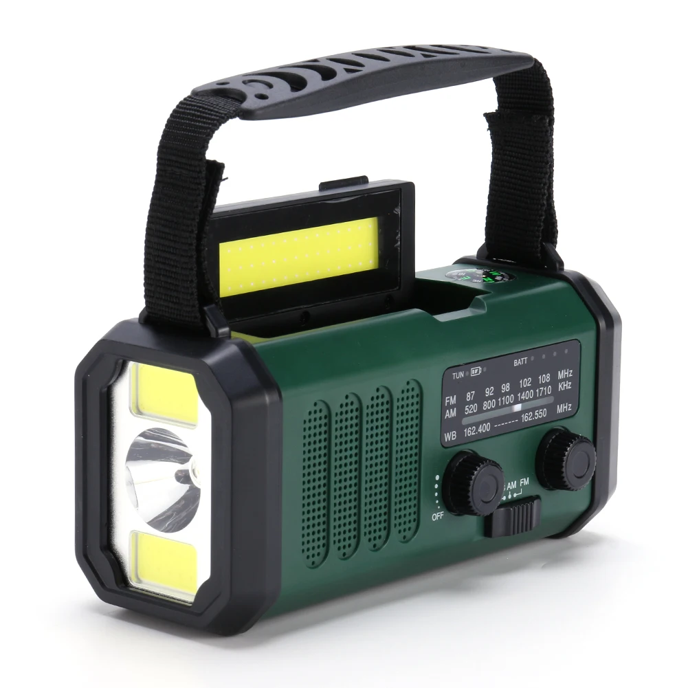 AM/FM/NOAA Weather Pocket Flashlight Radio SOS LED Emergency Radio Solar Hand Crank Powered Wind Up Phone Charger Bank XSY-330