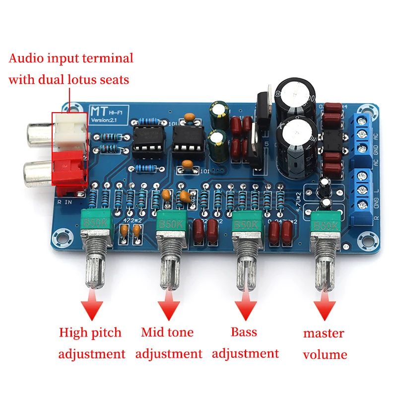 XH-M164 NE5532 Stereo Pre-amp Preamplifier Tone Board Audio 4 Channels Amplifier Module 4CH Control Circuit Telephone Preamp