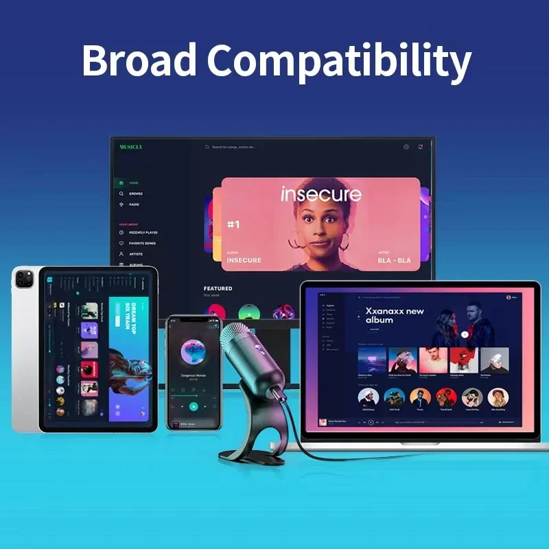Professional USB Condenser Conference Microphone Desktop Mic Computer Gaming Microphone for Podcast Recording Studio Streaming