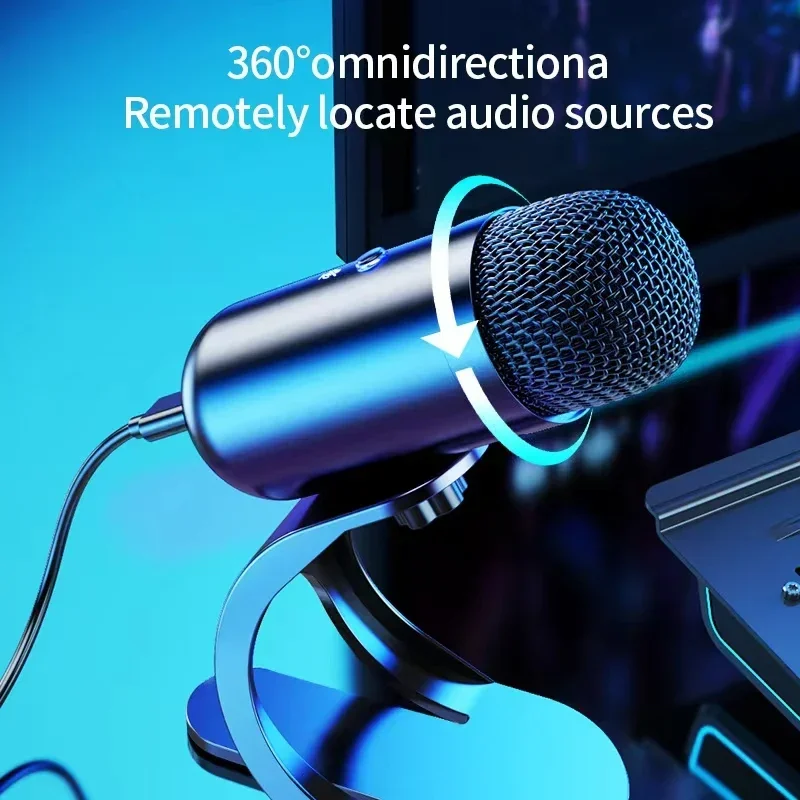 Professional USB Condenser Conference Microphone Desktop Mic Computer Gaming Microphone for Podcast Recording Studio Streaming