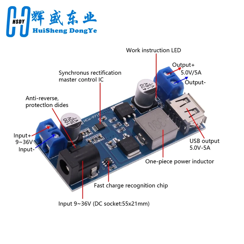 DC-DC 24V/12V To 5V 5A Step Down Power Supply Buck Converter Replace LM2596S Adjustable USB Step-down Charging Module For Phone